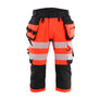 Hi-vis Pirate Work Trousers 4-way Stretch - Red hi-vis/black - 30R