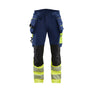 Hi-Vis Work Trousers 4-way stretch - Navy blue/Hi-vis yellow - 30R