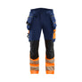 Hi-Vis Work Trousers 4-way stretch - Navy blue/Orange - 30R