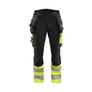 Hi-Vis Work Trousers 4-way stretch - Black/Hi-vis yellow - 30R