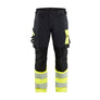 Hi-Vis Work Trousers 4-Way Stretch - Black/Hi-vis yellow - 30L