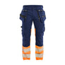 Hi-vis Work Trousers Stretch - Navy blue/Orange - 30L