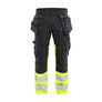 Hi-vis Work Trousers Stretch - Black/Hi-vis yellow - 30L
