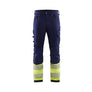 Hi-Vis 4-way-stretch Work Trousers - Navy blue/Hi-vis yellow - 30L