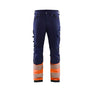 Hi-Vis 4-way-stretch Work Trousers - Navy blue/Orange - 30L