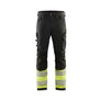 Hi-Vis 4-way-stretch Work Trousers - Black/Hi-vis yellow - 30L