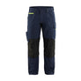 Service Work Trousers with Stretch - Dark navy blue/Hi-vis yellow - 30R