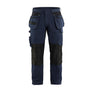 Service Work Trousers with stretch and tool pockets - Dark navy blue/Hi-vis yellow - 30R