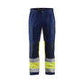 Hi-Vis Work Trousers with Stretch - Navy blue/Hi-vis yellow - 30L