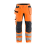 Hi-Vis Work Trousers with Stretch - Hi-Vis Orange/Mid grey - 30L