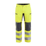 Hi-Vis Work Trousers with stretch - Hi-vis yellow/Mid grey - 30L