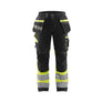 Hi-Vis Work Trousers with stretch - Black/Hi-vis yellow - 30L