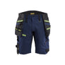 STRIKER Craftsman Shorts with stretch - Dark navy blue/Hi-vis yellow - 30R