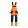 Hi-Vis bib overalls 4-way stretch - Orange/Navy blue - 30R