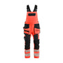Hi-Vis bib overalls 4-way stretch - Red hi-vis/black - 30R