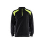 Half-zip 2-tone sweatshirt - Black/Hi-vis yellow - 4XL