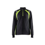Women's Sweater halfzip - Black/Hi-vis yellow - L