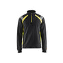 Sweatshirt with half zip - Black/Hi-vis yellow - 4XL