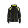 Hoodie with full zip - Black/Hi-vis yellow - 4XL