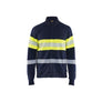 Multinorm sweatshirt with zip - Navy blue/Hi-vis yellow - 4XL