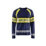 Hi-Vis Long Sleeved T-shirt - Navy Blue/Hi-vis yellow - 4XL