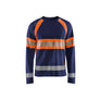 Hi-Vis Long Sleeved T-shirt - Navy Blue/Orange - 4XL