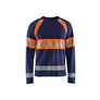 Hi-Vis Long Sleeved T-shirt - Navy Blue/Orange - 4XL