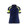 Women's Polo Shirt with Hi-vis - Navy blue/Hi-vis yellow - L