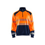 Hi-Vis sweatshirt with half zip - Orange/Navy blue - 4XL