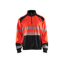 Hi-Vis sweatshirt with half zip - Red hi-vis/black - 4XL