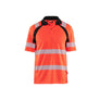 Hi-Vis UV-protected Polo shirt - Red hi-vis/black - 4XL