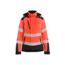 Women's Hi-vis Lightweight lined Winter Softshell Jacket - Red hi-vis/black - L