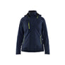 Women's Lightweight lined Winter Jacket Stretch - Dark navy blue/Hi-vis yellow - L