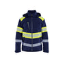 Hi-Vis Lightweight Lined Winter Softshell Jacket - Navy blue/Hi-vis yellow - 4XL