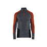 Socks and Boxers zip-neck top XWARM, 100% Merino - Mid grey/Dark red - 4XL