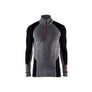 Socks and Boxers zip-neck top XWARM, 100% Merino - Mid grey/Black - 4XL