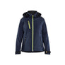 Women’s Lightweight Lined Winter Jacket Softshell - Dark navy blue/Hi-vis yellow - L