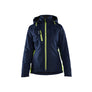 Women's Lightweight lined Winter Jacket - Dark navy blue/Hi-vis yellow - L