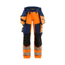 Women's Hi-Vis Work Trousers 4-way stretch - Orange/Navy blue - 10R