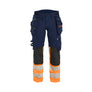 Women's Hi-Vis Work Trousers 4-way stretch - Navy blue/Orange - 10R