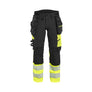 Women's Hi-Vis Work Trousers 4-way stretch - Black/Hi-vis yellow - 10R