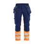 Women's Hi-vis Work Trousers Stretch - Navy blue/Orange - 10R
