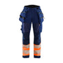 Women's Hi-Vis softshell Work Trousers - Navy blue/Orange - 10R