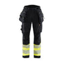 Women's Hi-Vis softshell Work Trousers - Black/Hi-vis yellow - 10R