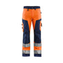 Women's Hi-Vis Work Trousers - Orange/Navy blue - 10R