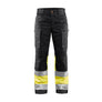 Women's Hi-Vis Work Trousers with stretch - Black/Hi-vis yellow - 10R