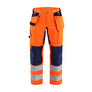 Women's Hi-Vis Work Trousers with stretch - Orange/Navy blue - 10R