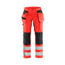 Women's Hi-Vis Work Trousers with stretch - Red hi-vis/black - 10R