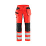 Women's Hi-Vis Work Trousers with stretch - Red hi-vis/black - 10R