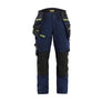 STRIKER Women's Craftsman Work Trousers with Stretch - Dark navy blue/Hi-vis yellow - 10R